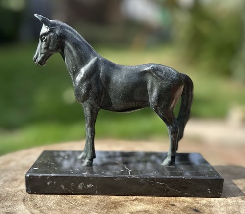 Vintage patinated metal - metal, horse