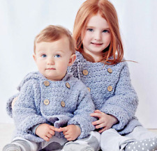 0550 Crochet Childs Hooded Breasted Cardigan 2-8yrs DK - Vintage Pattern Copy
