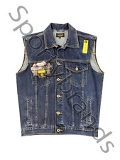 Mens Denim Jean Sleeveless Classic Gilet Body warmer 100% Cotton Trucker Jacket