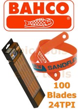 100 x Bahco Sandflex 24TPI Hacksaw 12"/300mm Bi-Metal Saw Blades 3906-300-24-100