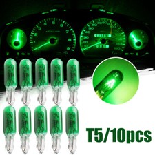 10x T5 Green Halogen Lamp Car Dashboard Instrument Cluster Gauge Light Bulbs 12V