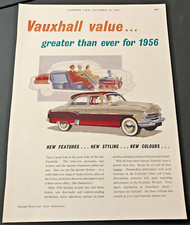 1956 Vauxhall Model Range - Vintage Original Print Ad - Velox, Cresta, Wyvern