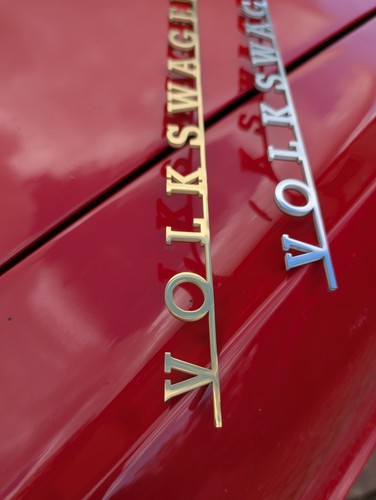 Gold volkswagen script badge - volkswagen,