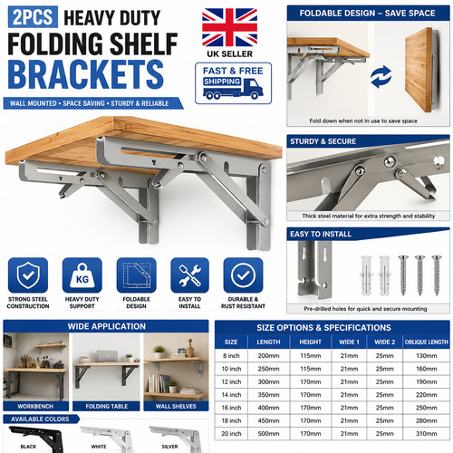 2pcs folding shelf brackets - 2pcs,