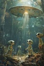 Alien ufo flying saucer canvas - alien,