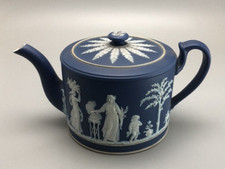 Antique Dark Blue Wedgwood Jasperware Teapot GHZX
