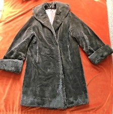 Dynel pile vintage brown faux fur swing coat Size Small   
