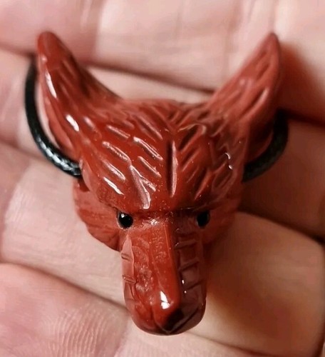 Red jasper wolf pendant - wolf,
