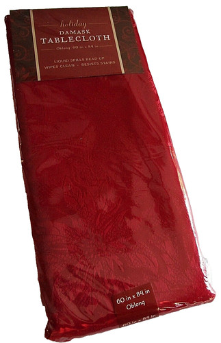 Holiday damask tablecloth - damask,