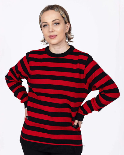 Red black striped punk - &,