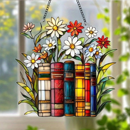 Books flowers suncatcher - books,