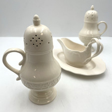 Royal Creamware  2 x Sugar/Flour Shakers, Gravy Boat & Oval Serving Plate    B14