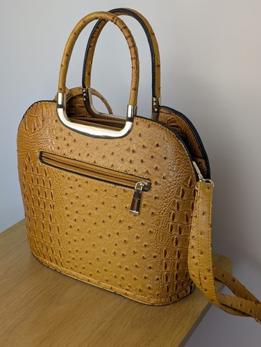 Mustard yellow ostrich - yellow, croc