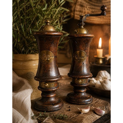 Antique wooden salt pepper - antique,