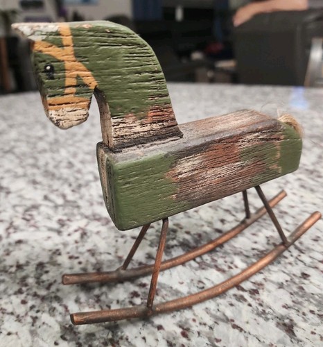 Vintage wooden metal rocking - vintage,