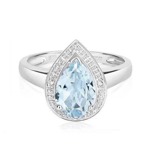 Real aquamarine and diamond - aquamarine,