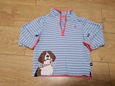 4 Years Girls Joules Jumper Blue Stripes Dog (35)