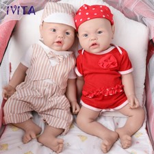 17"Cute Blue Eyes Mouth Open Boy or Girl Lifelike Full Silicone Reborn Baby Doll