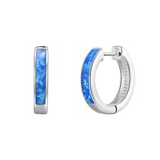 Blue Synthetic Opal Hoop