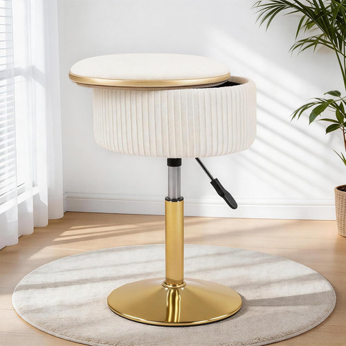 Beige velvet adjustable vanity - beige,