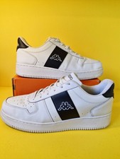 Kappa White Leather Trainers UK 11 Retro Y2K Sneakers Black Logo Casual Shoes