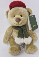 Harrods Plush Golden Teddy Bear with Harrods Red Hed and Green Scarf with Tags