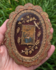 Antique 19th century Reliquary wooden case Saint Teresa of Jesus Catholic Relic