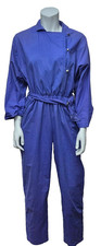 ELECTRIC BLUE Vintage Womens Cotton Boiler Jumpsuit Made In England Blue UK 12