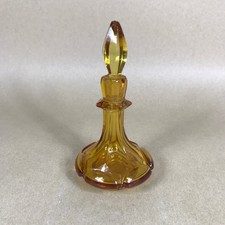 Vintage Amber Glass Perfume Bottle with Stopper Small Decanter, Oil Bottle