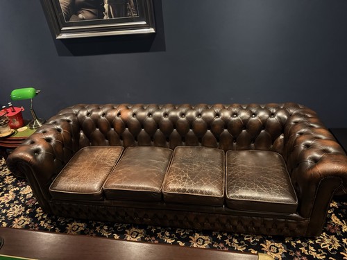Chesterfield leather sofa and - sofa,