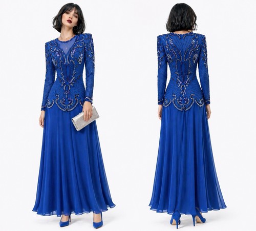 Vintage blue evening dress - evening,