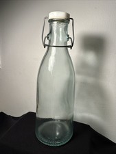 Recycled Glass Milk Fruit Juice Swing Top Bottle with Lid - 28cm Tall VGC