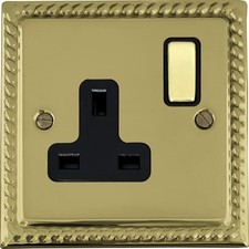 Georgian Polished Brass Sockets, Switches, Dimmers, Electrical Accessories