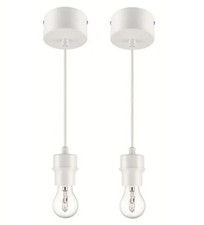 Pendent Ceiling Light Fitting Goodhome Klentony Matt White  X 2