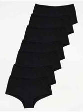 Black Short Cut Knickers 7 Pairs Girls Pants School Underwear Age 4 - 16