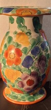 REDUCED Vintage Czechoslovakia Hand Painted Colourful Floral Vase