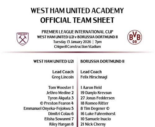 West ham u21 borussia - v,