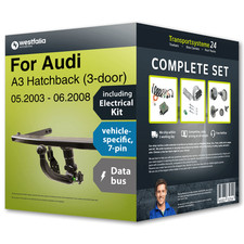 Towbar detachable for AUDI A3 Hatchback 03-08 + 7pin spec. electrical-kit FP