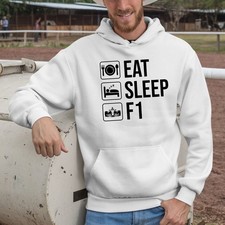 EAT Sleep F1 Formula One Hoodie One Grand Prix Car Printed Sports Lover Gift Top