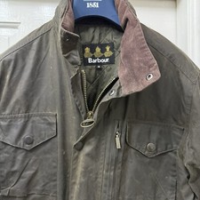 Vintage Barbour Sapper Wax Olive Biker Quil Hooded Jacket Rain Coat M  -PLS Read