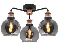 Modern Vintage Grey Glass Ceiling Light 3 Globe Shades Round Chandelier M0232