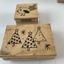 2 Wood Mounted Stamps, Penny