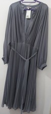 NEW BNWT grey H&M long Maxi Pleated Dress With Belt Eur XXL
