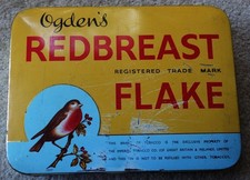 OGDENS REDBREST FLAKE TOBACCO TIN  LARGE HELD 1 KILO  162  MM X  120 MM