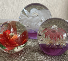 Set of 3 Vintage Art Glass