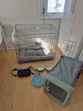 Complete Puppy Starter Kit Dog Crate Bed, Cocopup Bag, Bowls, Travel Carrier