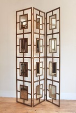 Room Divider Folding Screen Bronze Mirror 3 Panel Art Deco – 1 of 3 Available