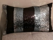 Cushion Black & Blue  Beaded Details With New 100 % Duck Feather Cover Inner