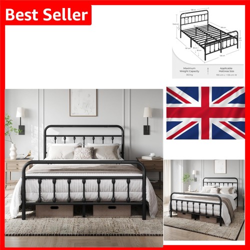 Vintage iron double bed - iron,