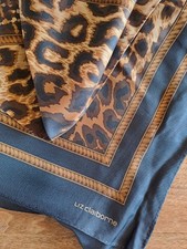 Vintage Liz Claiborne Pure Silk Large Leopard Scarf Hand Rolled Edges  85x85cm